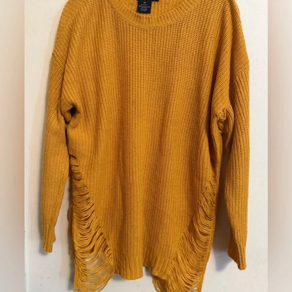 TRENDY THREADS Women's Goldenrod Sweater with Distressed Sides - Picture 1 of 4